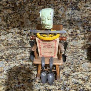 Melissa Menzer Folk Art Wooden Rocking Chair Sculpture Signed 2003